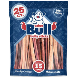 ValueBull Bully Sticks, Low Odor Premium Dog Chews, Thin 12", 400 ct - ValuePetSupplies