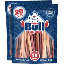 ValueBull Bully Sticks, Low Odor Premium Dog Chews, Thin 12", 50 ct - ValuePetSupplies