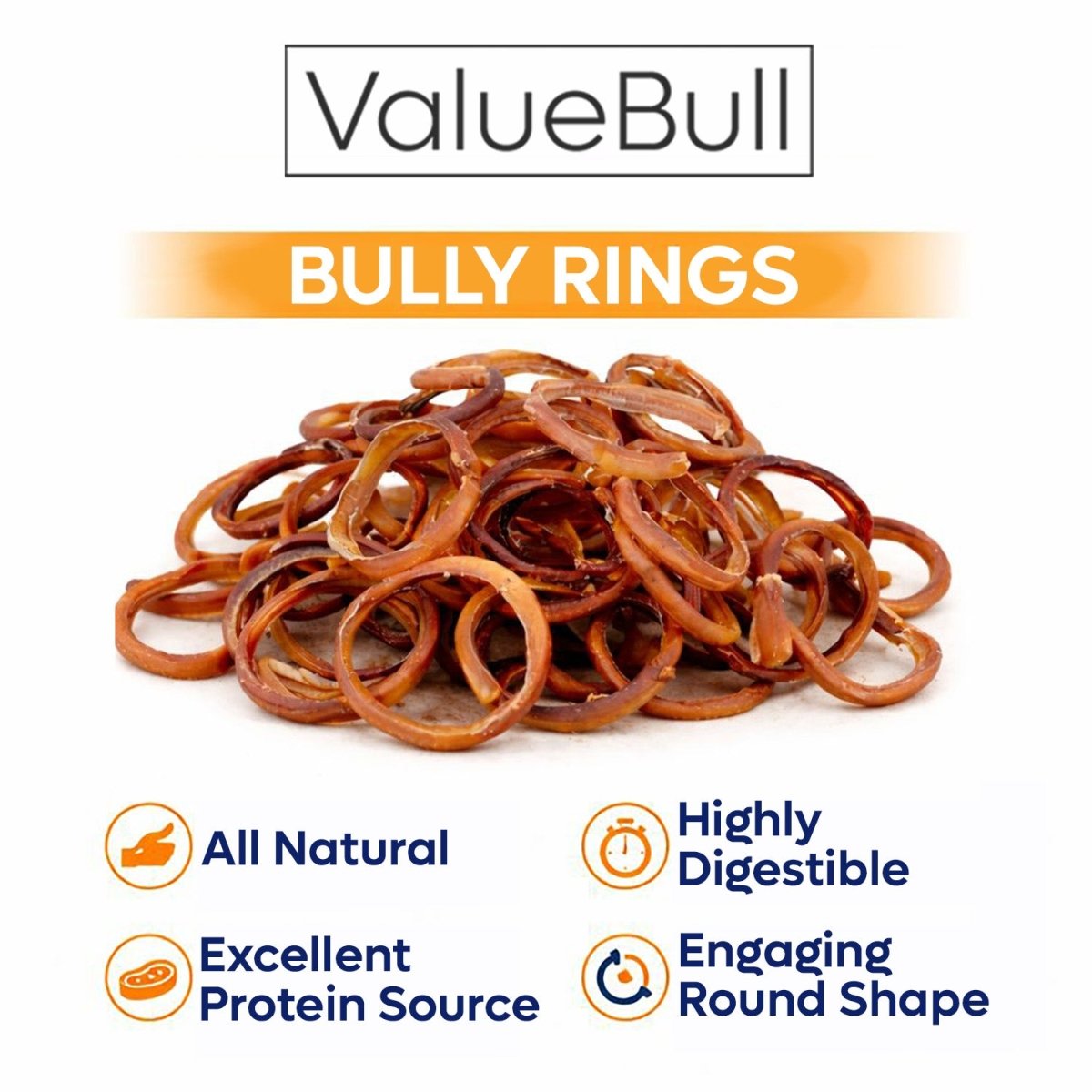 ValueBull Bully Stick Rings for Dogs, Varied, 100 Count BULK PACK - Donut - 100 Rings