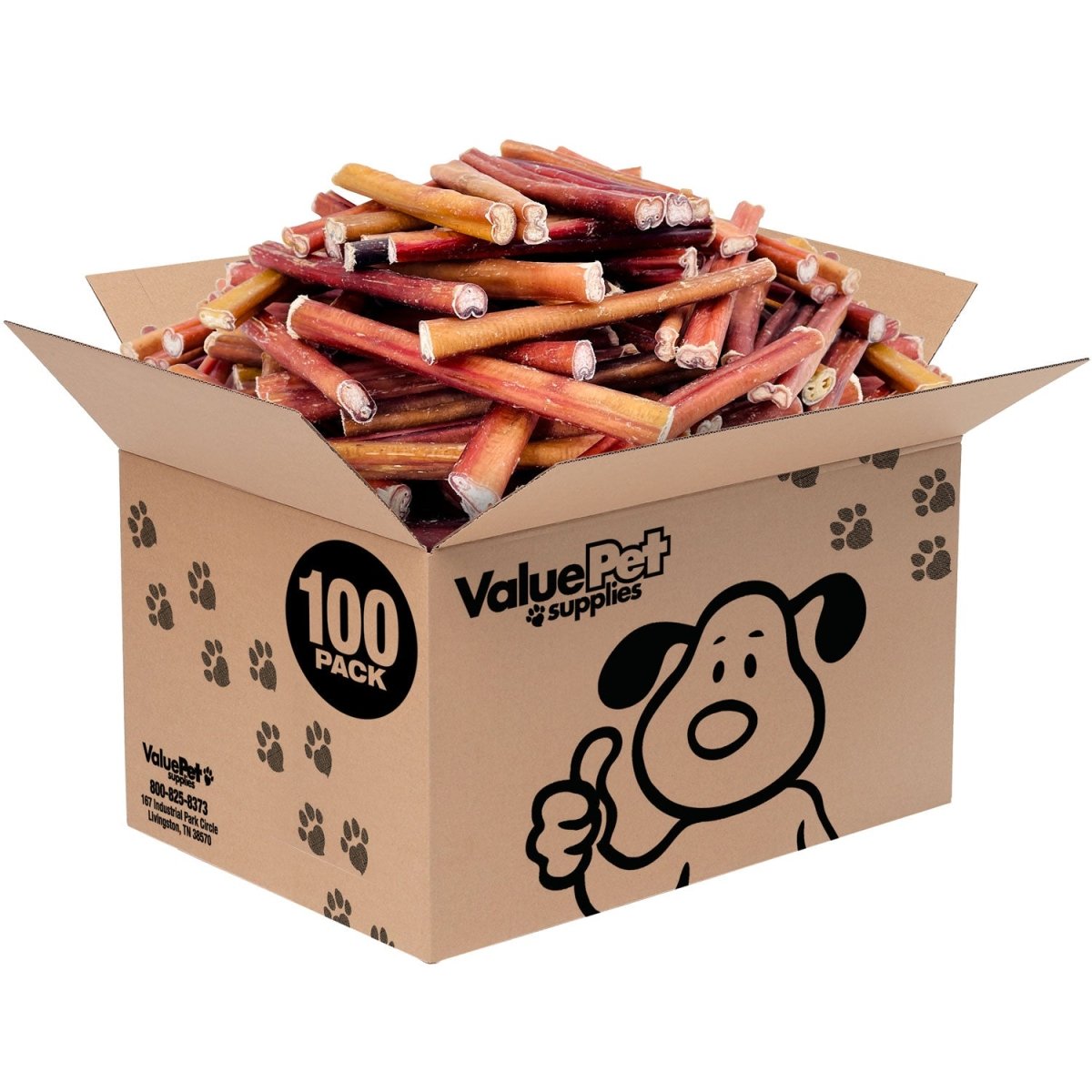 ValueBull Bully Sticks for Dogs, Medium 6 Inch, 100 Count BULK PACK - ValuePetSupplies