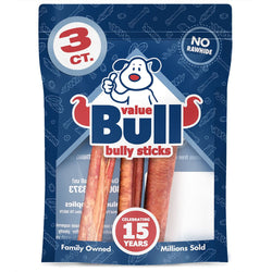 ValueBull Bully Sticks for Dogs, Super Jumbo 6 Inch, 3 Count (SAMPLE PACK) - ValuePetSupplies