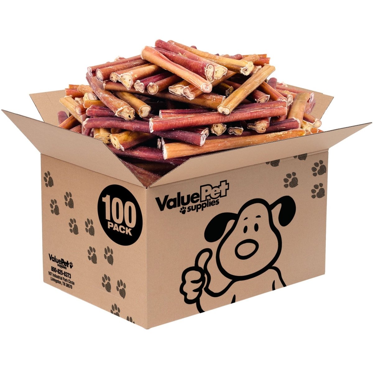 ValueBull Bully Sticks for Dogs, Thick 6 Inch, 100 Count BULK PACK - ValuePetSupplies