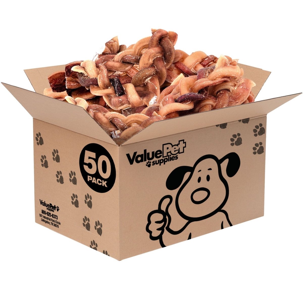 ValueBull Braided Bully Sticks, Thick 6 Inch, 50 Count BULK PACK - ValuePetSupplies