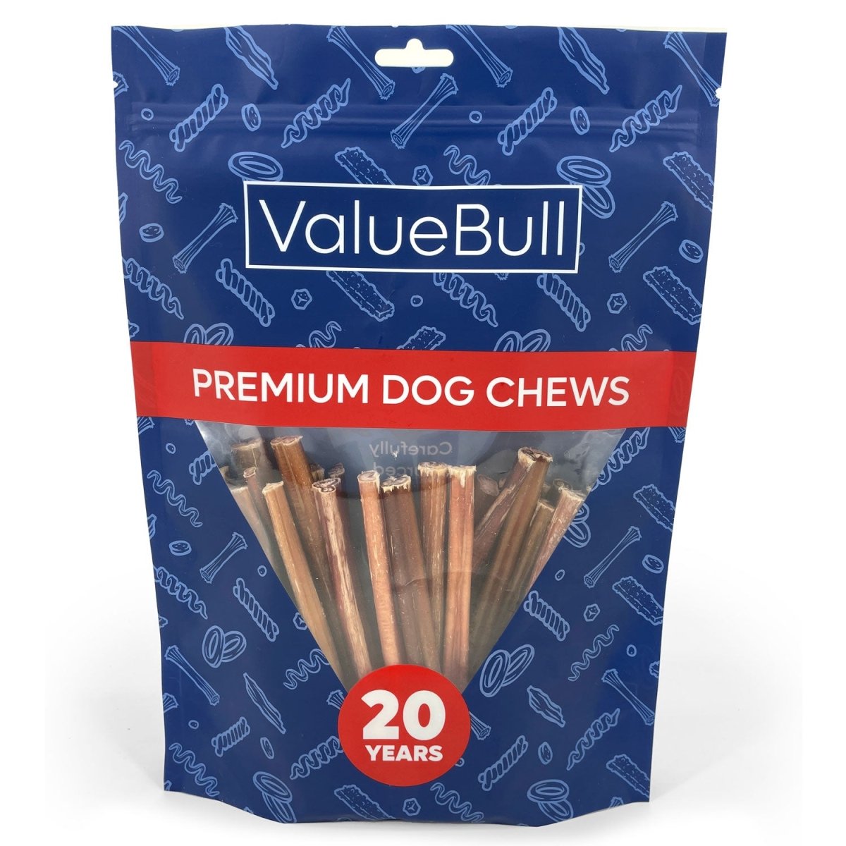 ValueBull Bully Sticks for Small Dogs, Extra Thin 6 Inch, 25 Count - ValuePetSupplies