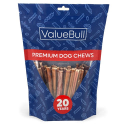 ValueBull Bully Sticks for Small Dogs, Extra Thin 6 Inch, 50 Count - ValuePetSupplies