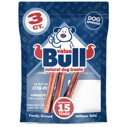 ValueBull Bully Sticks for Small Dogs, Extra Thin 6 Inch, 3 Count (SAMPLE PACK) - ValuePetSupplies