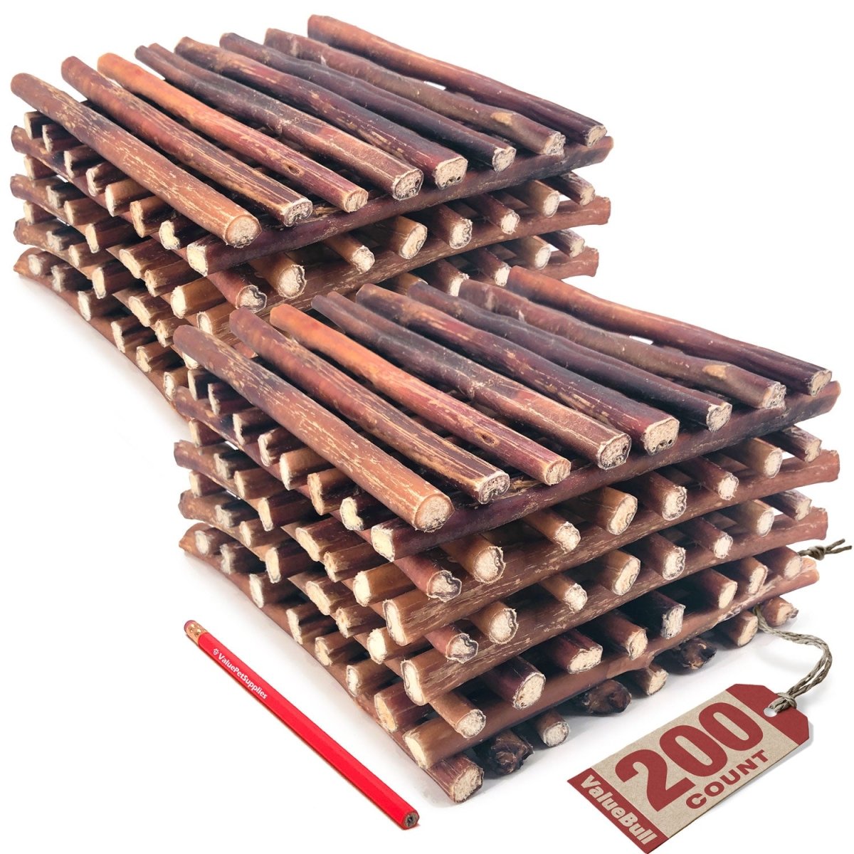 ValueBull Bully Sticks for Dogs, Jumbo 12 Inch, 200 Count - ValuePetSupplies