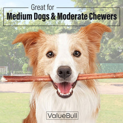 ValueBull Bully Sticks for Dogs, Medium 12 Inch, 25 Count - ValuePetSupplies