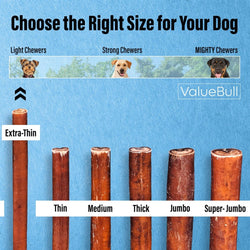 ValueBull Bully Sticks for Small Dogs, Extra Thin 12 Inch, 25 Count - ValuePetSupplies
