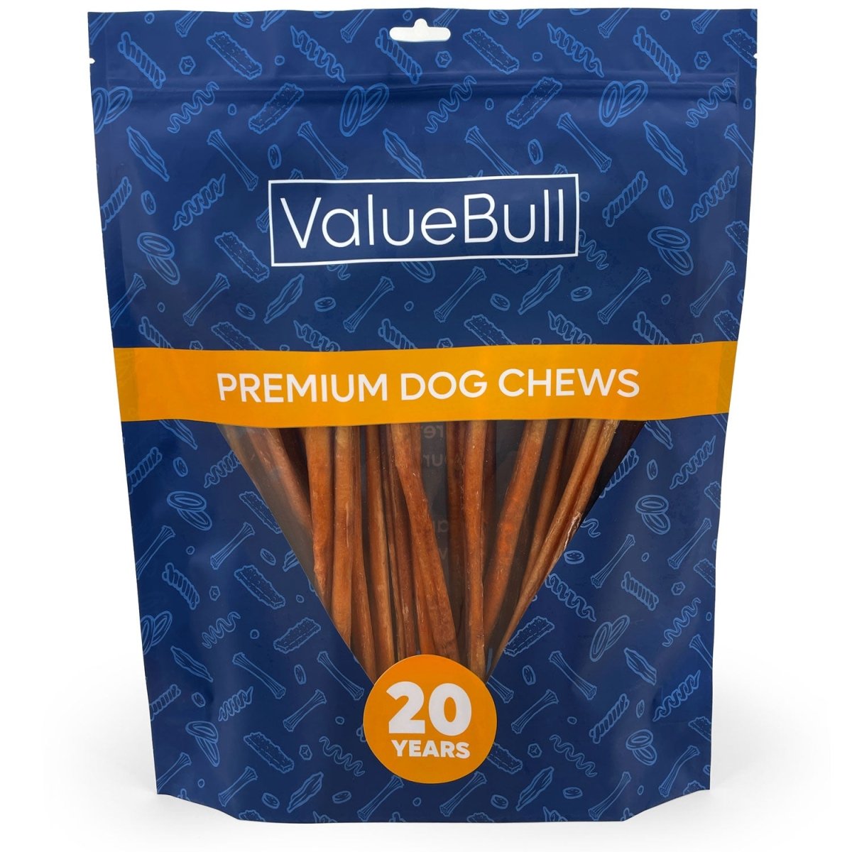 ValueBull Bully Sticks for Small Dogs, Extra Thin 12 Inch, 25 Count - ValuePetSupplies