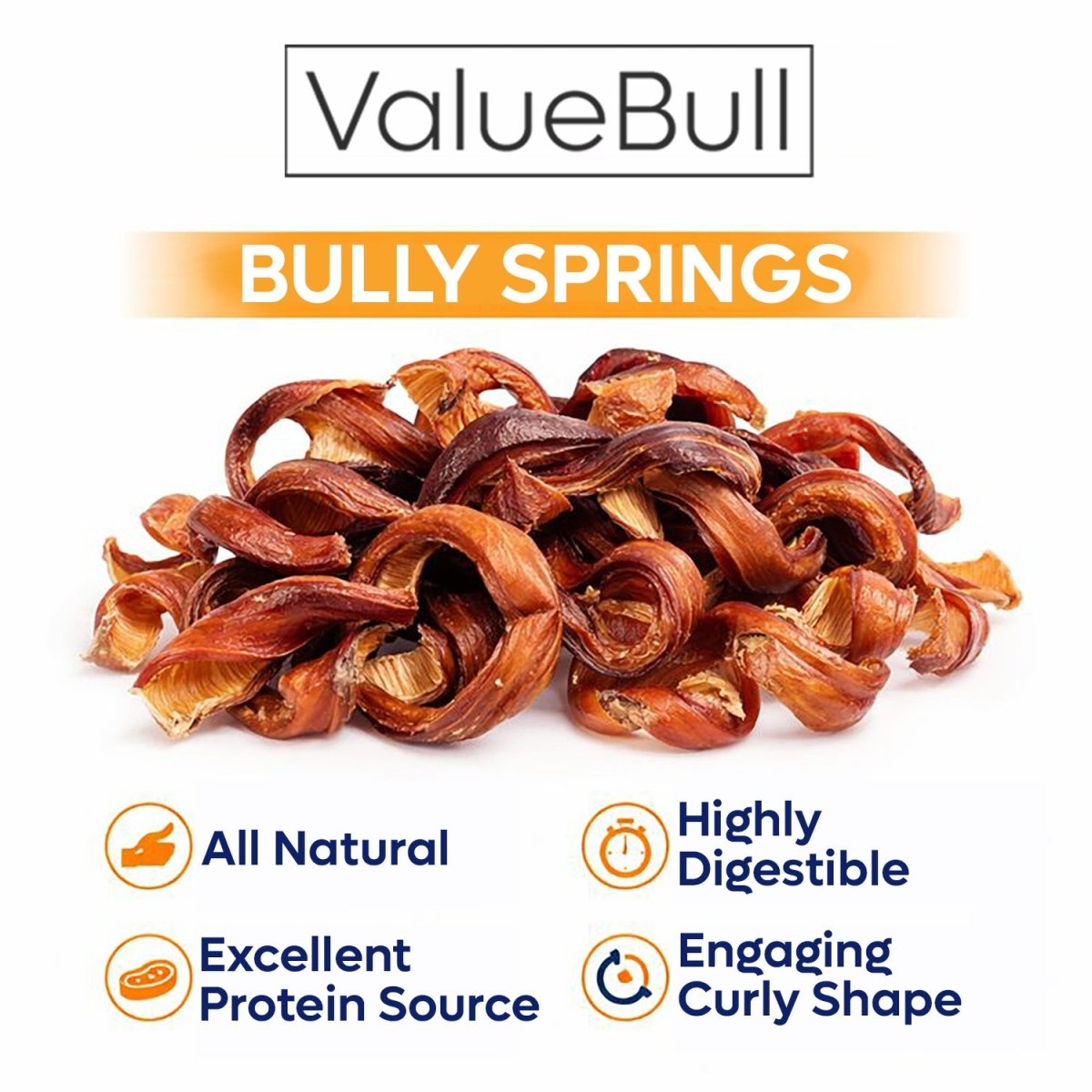 ValueBull Curly Bully Sticks, 6 - 9 Inch, 50 Count - ValuePetSupplies