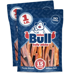 ValueBull Bully Sticks Dog Chews, 3 - 5 Inch, 2 Pounds - ValuePetSupplies