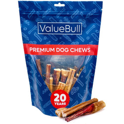 ValueBull Bully Sticks for Dogs, Medium 4 - 6 Inch, Varied Shapes, 25 Count - ValuePetSupplies