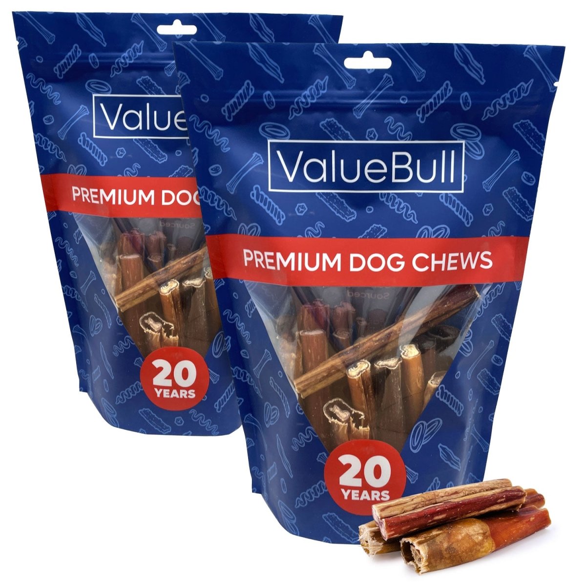 ValueBull Bully Sticks for Dogs, Thick 4 - 6 Inch, Varied Shapes, 50 Count - ValuePetSupplies