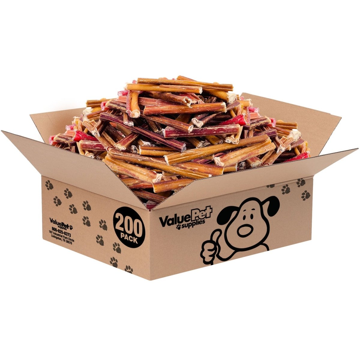 ValueBull Bully Sticks for Small Dogs, Extra Thin 4 - 6 Inch, Varied Shapes, 200 Count BULK PACK - ValuePetSupplies