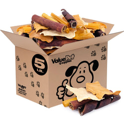 ValueBull USA Collagen Dog Chews, Fun Shapes Variety Mix, Natural Long - Lasting Dog Treats, 5 Pound Bulk Pack - ValuePetSupplies