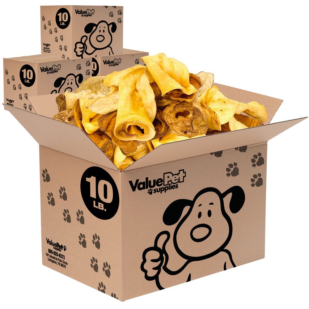 ValueBull USA Premium Cow Ears, Smoked, Large Varied Shapes, 40 Pound WHOLESALE PACK - ValuePetSupplies