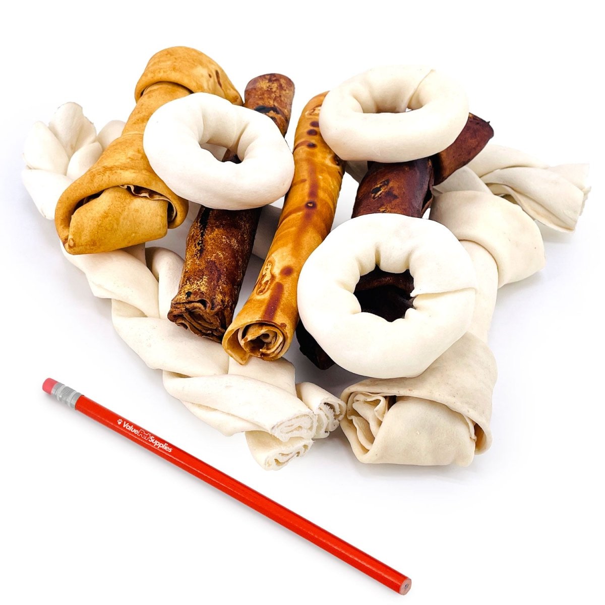 ValueBull USA Rawhide, Large Dog Variety Mix, Fun Shapes, 1 Pound - ValuePetSupplies