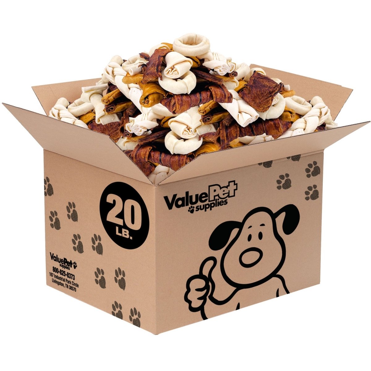 ValueBull USA Rawhide, Medium Dog Variety Mix, Fun Shapes, 20 Pound BULK PACK - ValuePetSupplies