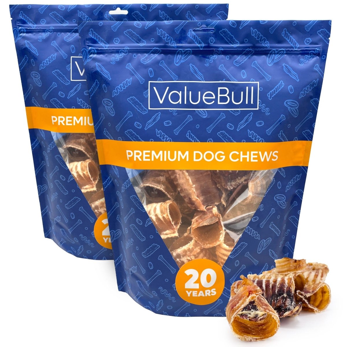 ValueBull USA Beef Trachea Bites for Small Dogs, 2 Pounds - Bites - 2 Pound