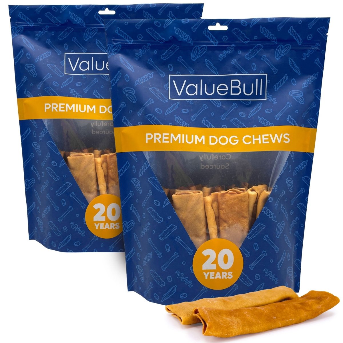ValueBull USA Collagen Flats, Dog Chews, Natural Beef, Chicken Infused, 50 Count - ValuePetSupplies