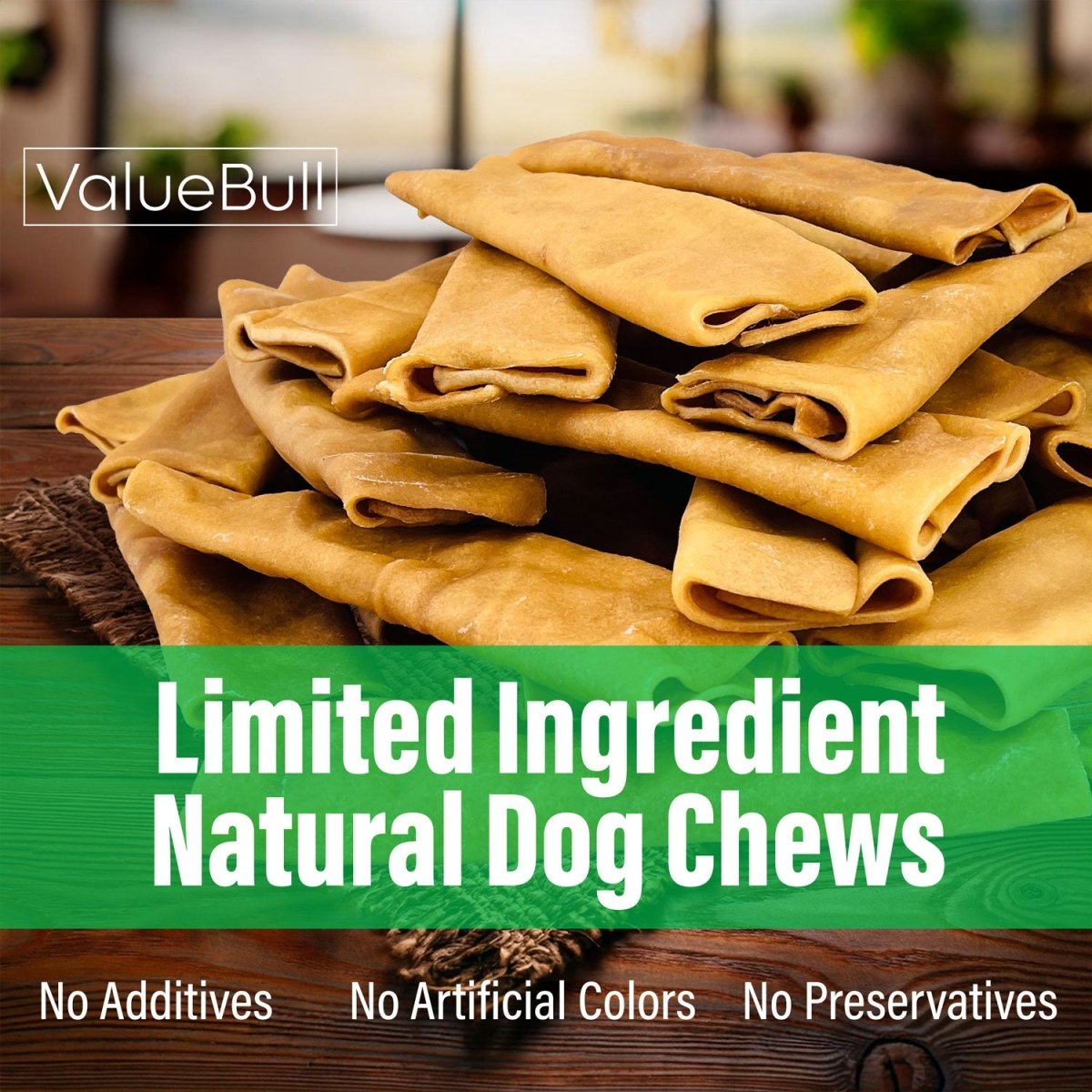 ValueBull USA Collagen Flats, Dog Chews, Natural Beef, Chicken Infused, 50 Count - ValuePetSupplies