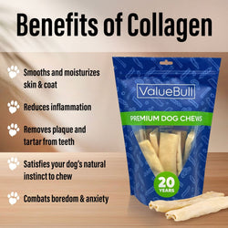 ValueBull USA Collagen Flats, Dog Chews, Natural Beef, 10 Count - ValuePetSupplies