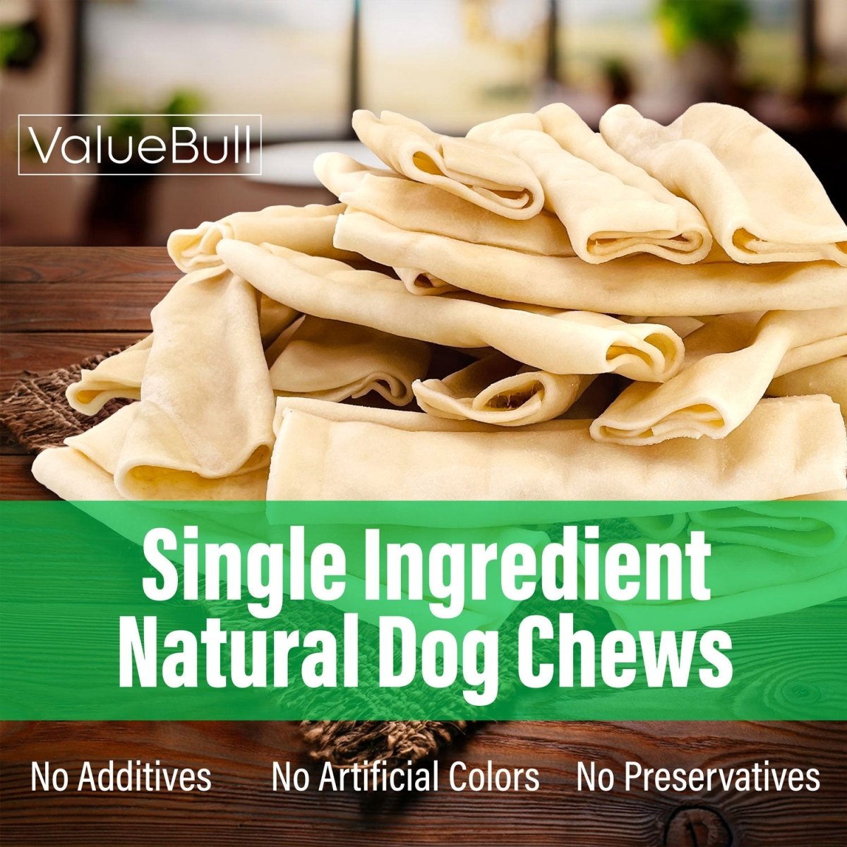 ValueBull USA Collagen Flats, Dog Chews, Natural Beef, 50 Count - ValuePetSupplies