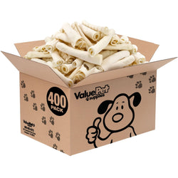 ValueBull USA Collagen Retriever Rolls, Dog Chews, Natural Beef, 6 Inch, 400 Count WHOLESALE PACK - ValuePetSupplies