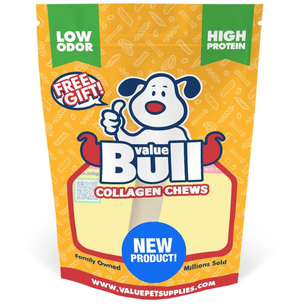 FREE GIFT - ValueBull USA Collagen Retriever Rolls, Dog Chews, Natural Beef, 6 Inch, 1 Count - ValuePetSupplies