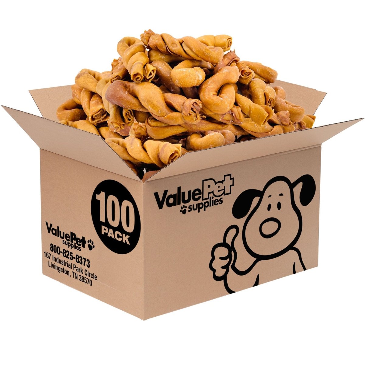 ValueBull USA Collagen Twists, Dog Chews, Natural Beef, Chicken Infused, 100 Count BULK PACK - ValuePetSupplies
