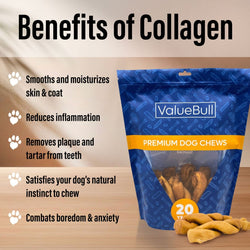 ValueBull USA Collagen Twists, Dog Chews, Natural Beef, Chicken Infused, 400 Count WHOLESALE PACK - ValuePetSupplies
