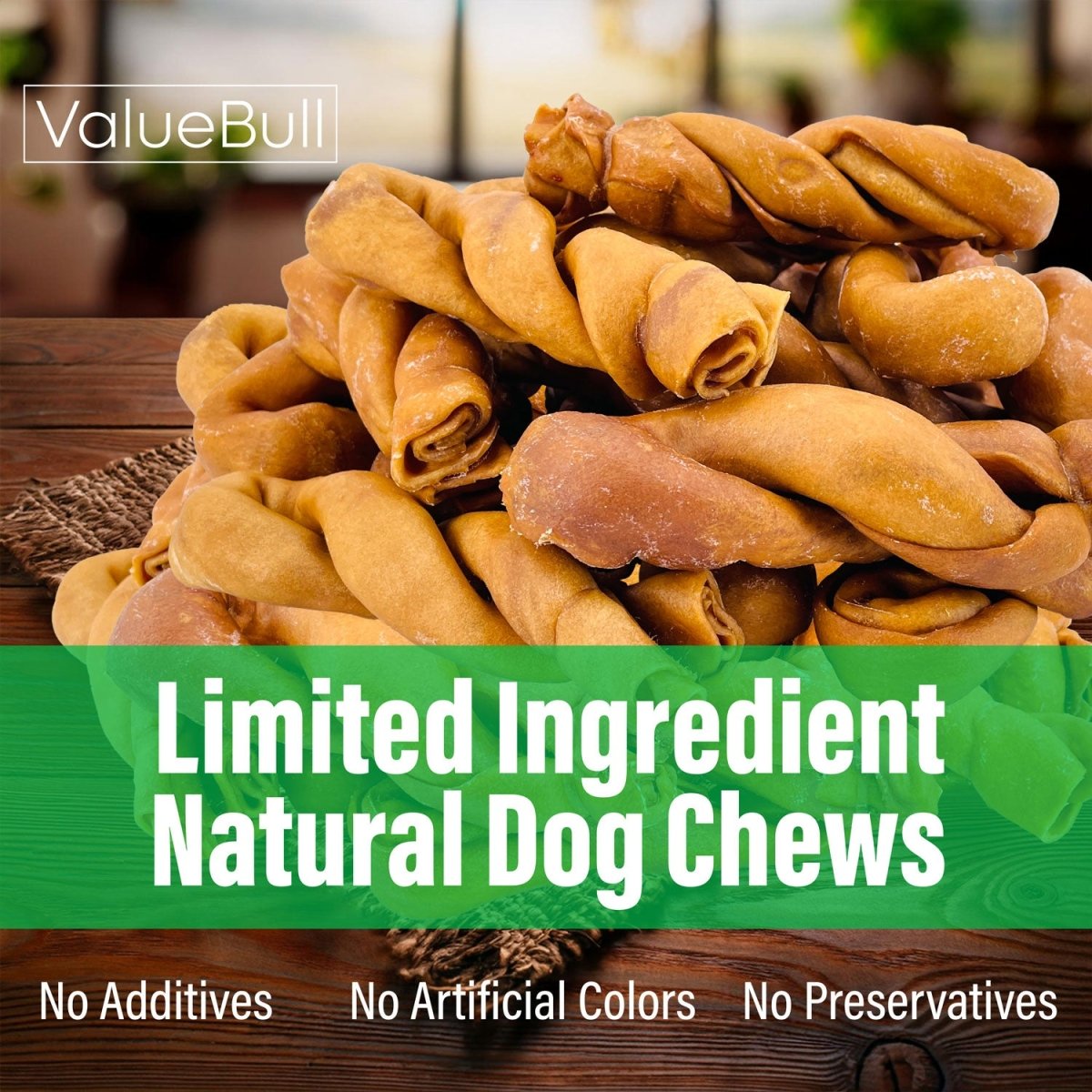 ValueBull USA Collagen Twists, Dog Chews, Natural Beef, Chicken Infused, 50 Count BULK PACK - ValuePetSupplies