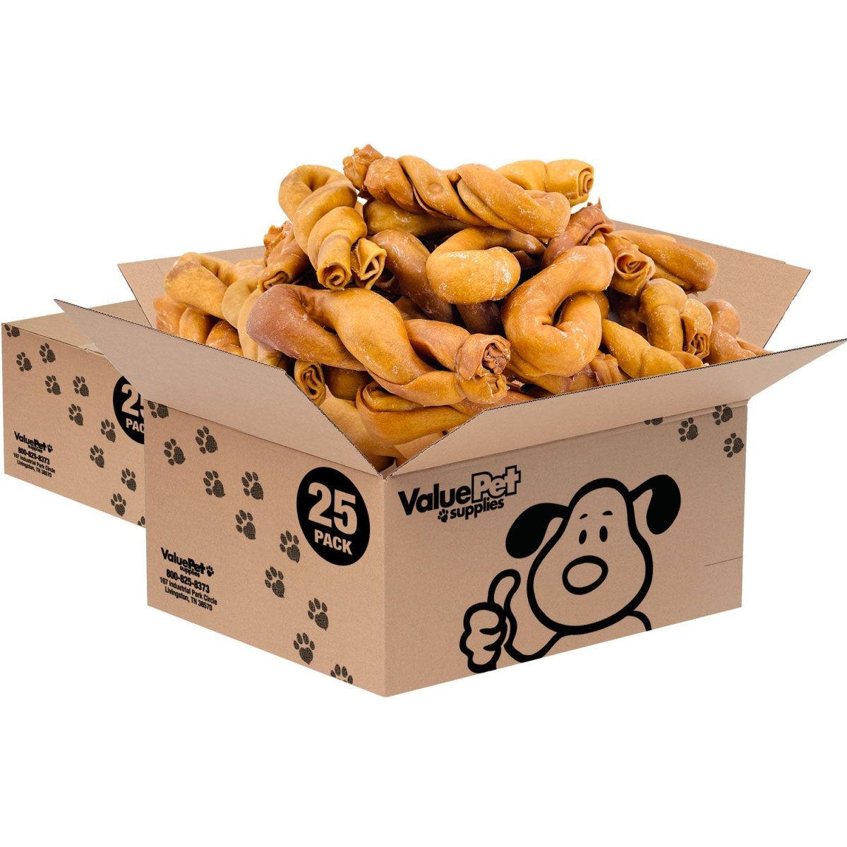 ValueBull USA Collagen Twists, Dog Chews, Natural Beef, Chicken Infused, 50 Count BULK PACK - ValuePetSupplies