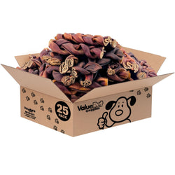 ValueBull USA Collagen Braid Beef Large Dog Chews, Jumbo 6 Inch 25 Count Bulk - ValuePetSupplies