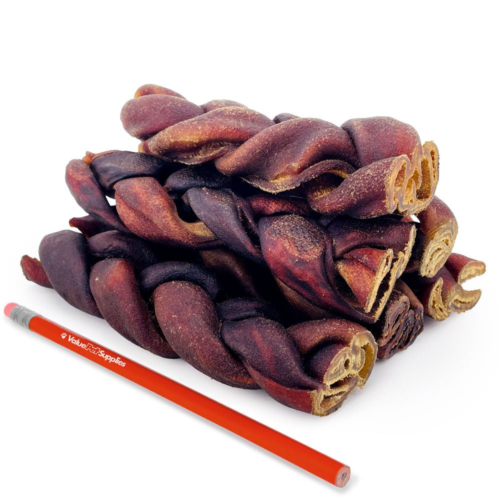 ValueBull USA Collagen Braid Beef Large Dog Chews, Jumbo 6 Inch 25 Count Bulk Pack - Jumbo - 25 Braids
