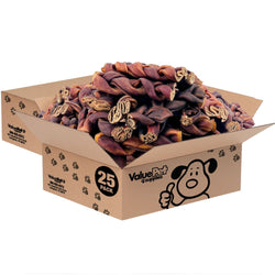 ValueBull USA Collagen Braid Beef Large Dog Chews, Jumbo 6 Inch 50 Count Bulk - ValuePetSupplies