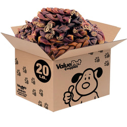 ValueBull USA Collagen Braid Beef Large Dog Chews, Jumbo 6 Inch 20 Pound Bulk - ValuePetSupplies