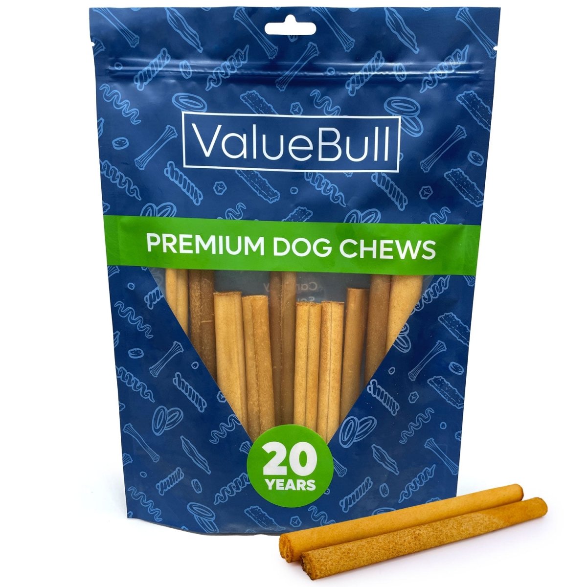 ValueBull USA Collagen Sticks, Beef Dog Chews, Lightly Smoked, Medium 6 Inch, 10 Count - ValuePetSupplies