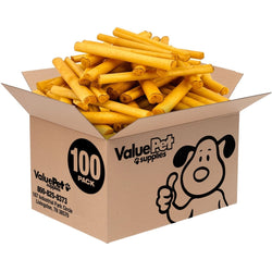ValueBull USA Collagen Sticks, Beef Dog Chews, Lightly Smoked, Medium 6 Inch, 100 Count BULK PACK - ValuePetSupplies