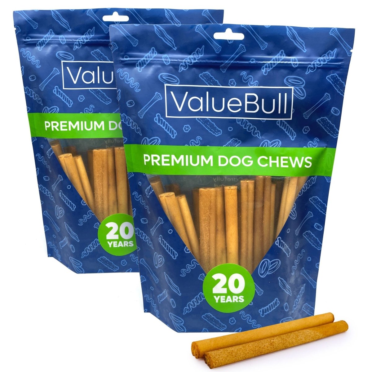 ValueBull USA Collagen Sticks, Beef Dog Chews, Lightly Smoked, Medium 6 Inch, 50 Count - ValuePetSupplies
