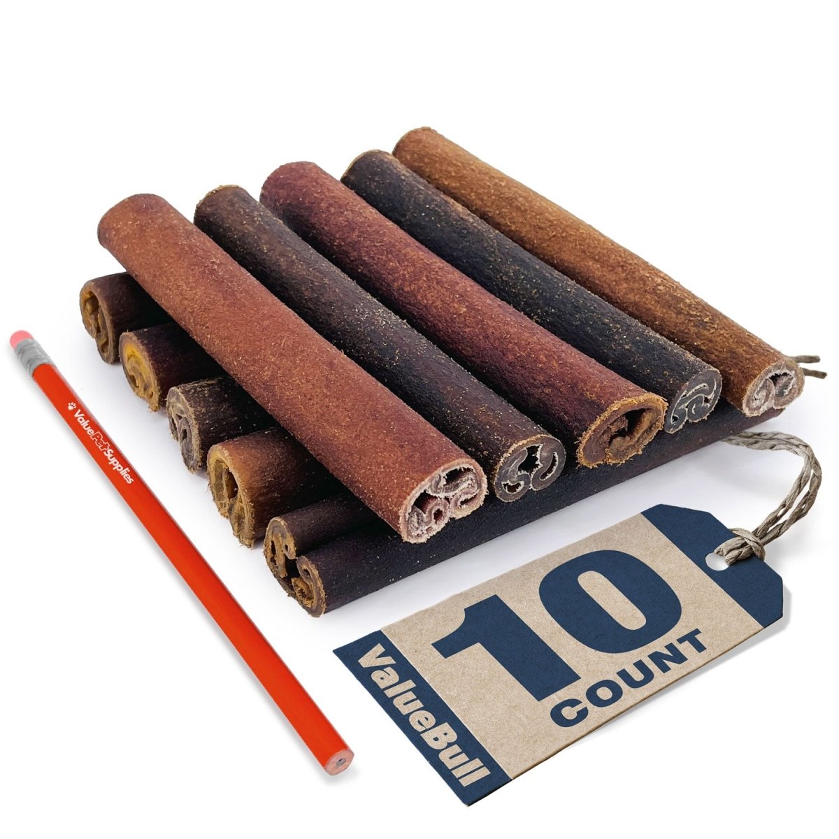 ValueBull USA Collagen Sticks For Dogs, Bully Sticks & Rawhide Alternative, Super Jumbo 6 Inch, 10 Count - ValuePetSupplies