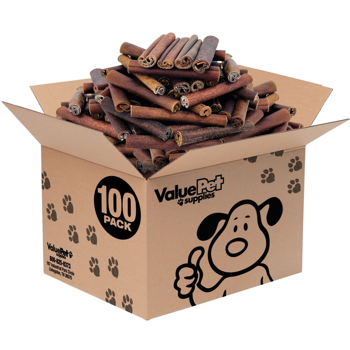 ValueBull USA Collagen Sticks For Dogs, Bully Sticks & Rawhide Alternative, Super Jumbo 6 Inch, 100ct BULK PACK - ValuePetSupplies