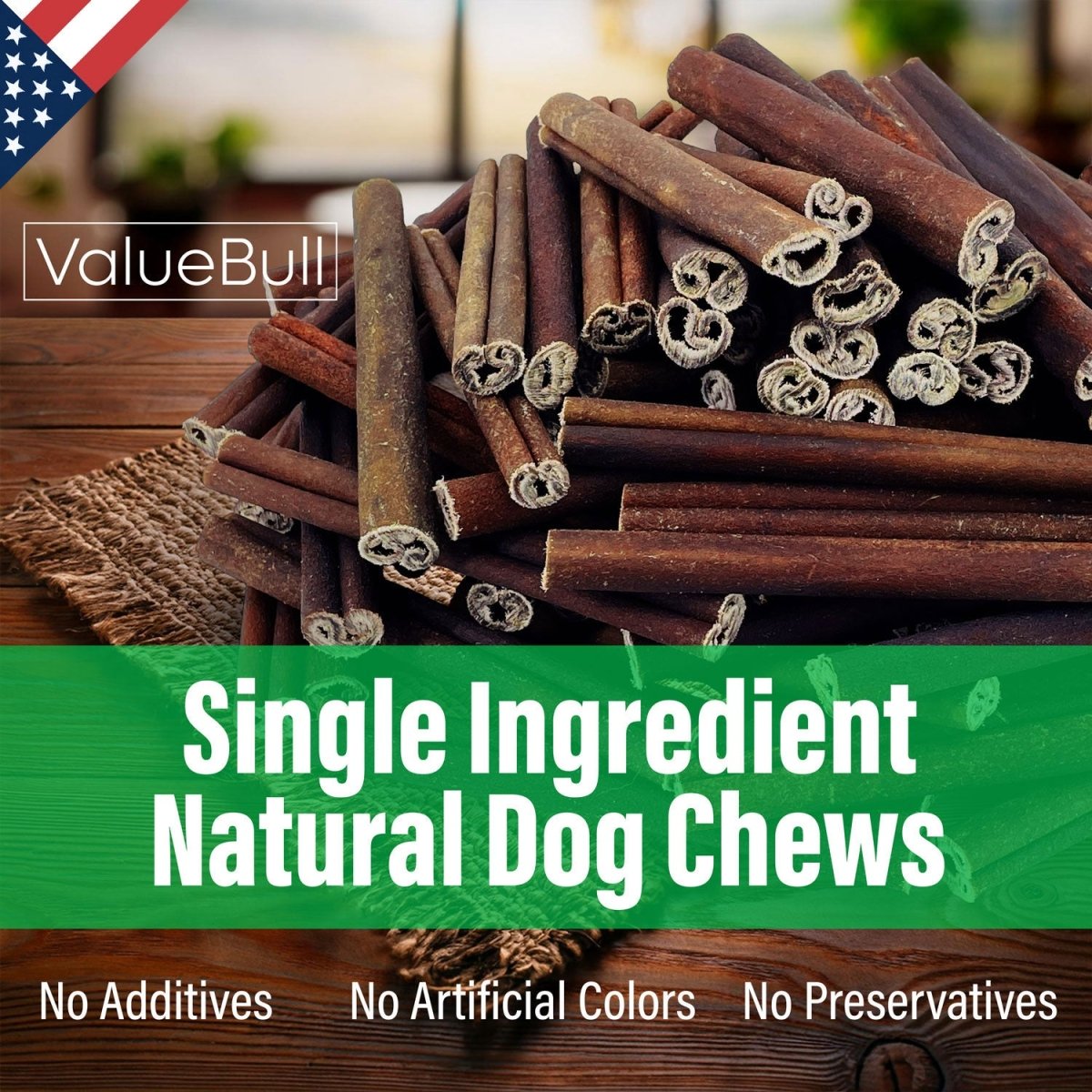 ValueBull USA Collagen Sticks For Dogs, Bully Sticks & Rawhide Alternative, Super Jumbo 6 Inch, 25 Count - ValuePetSupplies