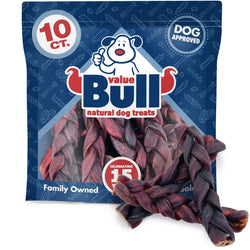 ValueBull USA Collagen Braid Beef Large Dog Chews, Thick 6 Inch 10 Count - ValuePetSupplies