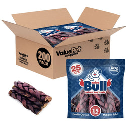 ValueBull USA Collagen Braids, Thick 5 - 6 Inch, 200 Count - ValuePetSupplies