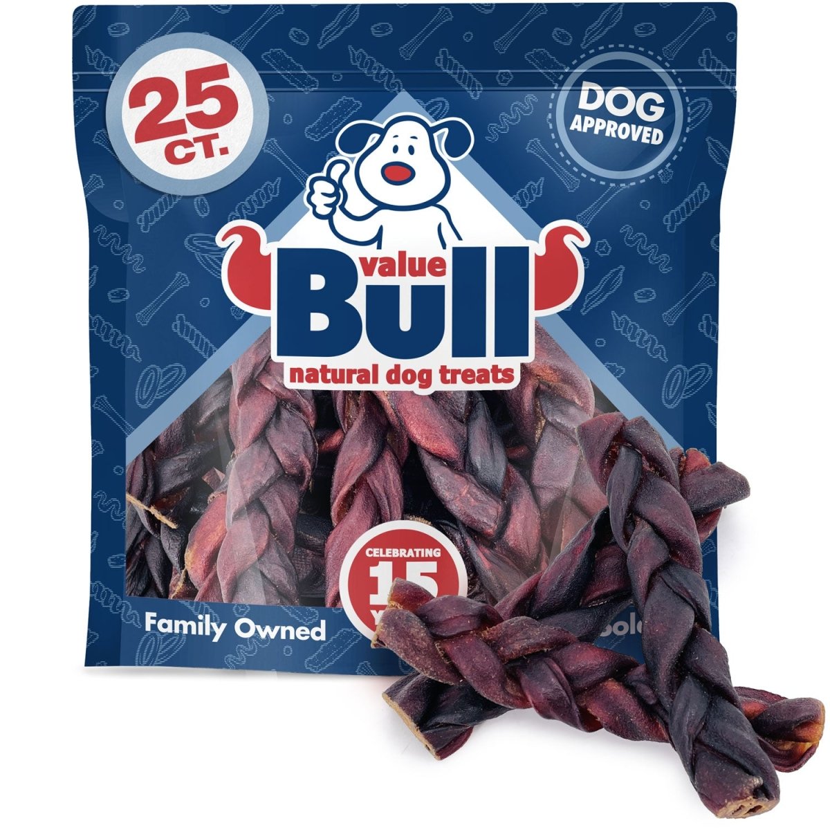 ValueBull USA Collagen Braids, Thick 5 - 6 Inch, 25 Count - ValuePetSupplies