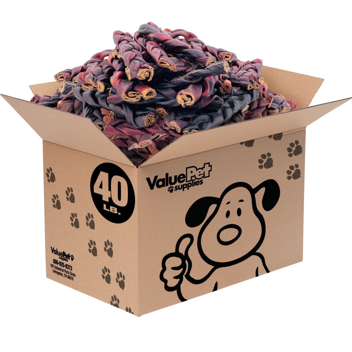 ValueBull USA Collagen Braids, Thick 5 - 6 Inch, 40 Pound WHOLESALE PACK - ValuePetSupplies