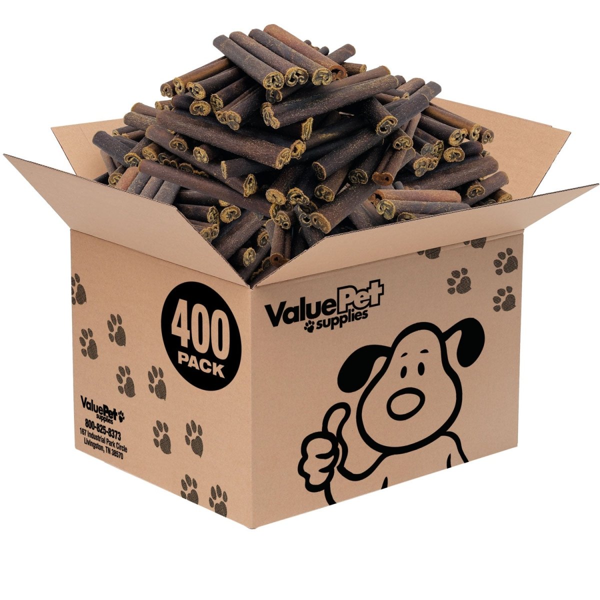 ValueBull USA Collagen Sticks For Dogs, Bully Sticks & Rawhide Alternative, Thick 6 Inch, 400ct WHOLESALE PACK - ValuePetSupplies