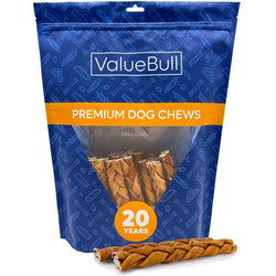 ValueBull USA Collagen Braids, Dog Chews, Natural Beef, Chicken Infused, Thin 6 Inch, 25 Count - ValuePetSupplies